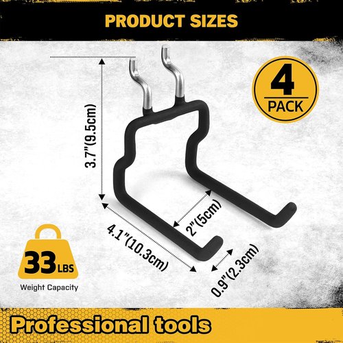 ELEAD 4-Piece Pegboard Hooks Set - Durable Organizer Accessories for 1/4" Pegboard | Ideal for Garage & Kitchen