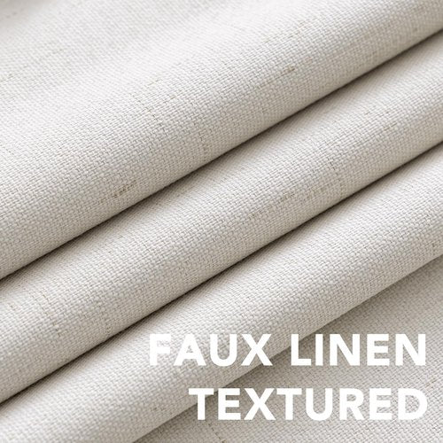 H.VERSAILTEX Ivory Curtains Blackout, 100% Blackout Linen Curtains with White Thermal Insulated Liner, Grommet Drapes Blackout Curtains for Living Room (2 Panels, 42 x 84 Inch, Ivory)