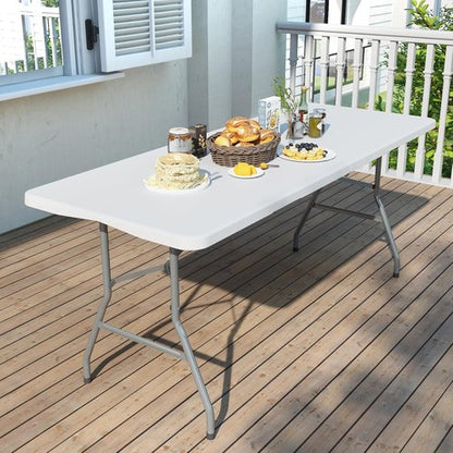 Heavy Duty 6FT Folding Table by [Brand Name] - Portable Plastic Utility Table for Indoor/Outdoor Events | White