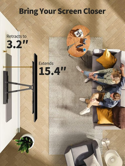 AM alphamount Full Motion TV Wall Mount for Most 37-75 Inch TVs up to 100 lbs, Swivel TV Mount with Dual Articulating Arms, Wall Mount TV Bracket Max VESA 600x400mm, Fits 16″ Wood Studs, APLF6