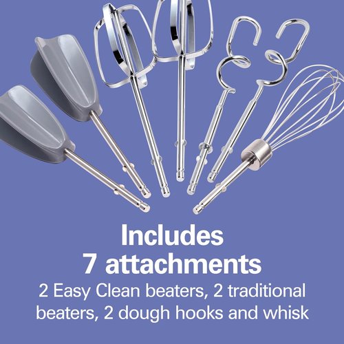 Hamilton Beach 6-Speed Electric Hand Mixer - Powerful 275W Motor, Whisk & Dough Hooks, Easy Clean, White