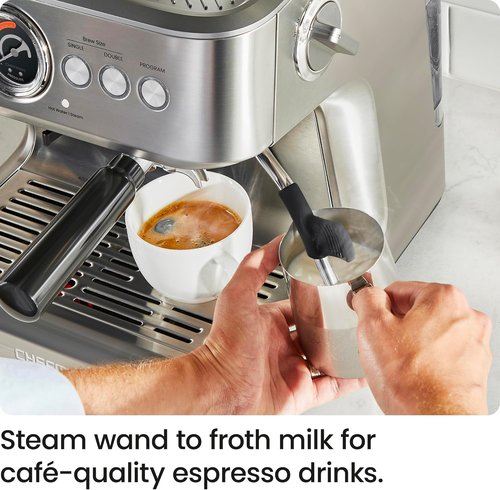 Chefman Crema Supreme Espresso Machine - 15 Bar Pressure, Milk Frother & Coffee Grinder, 3L Tank - Stainless Steel