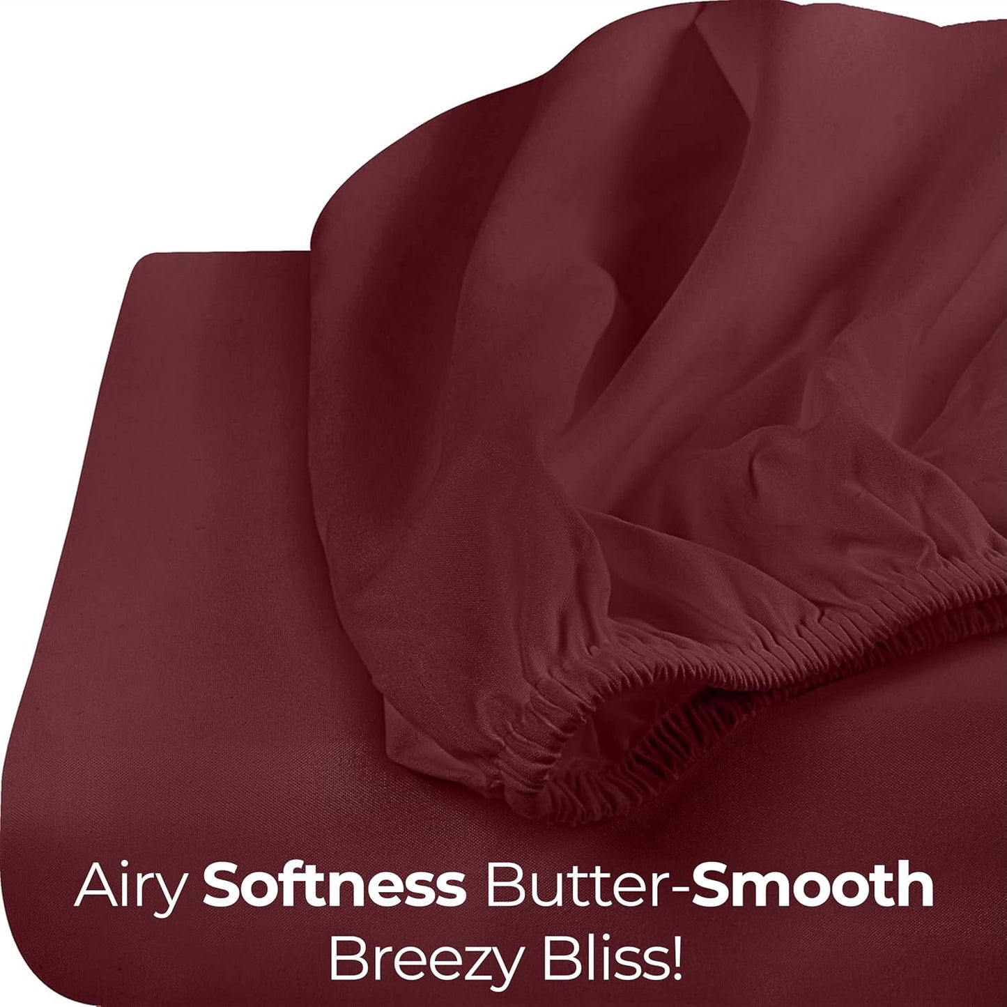 Utopia Bedding King Fitted Sheet - Soft Microfiber with Deep Pockets - Fade Resistant - Burgundy