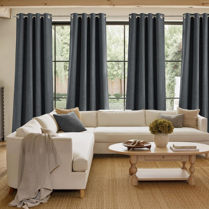 NICETOWN Blackout Curtains - Charcoal Gray Faux Linen 63-Inch Privacy Panels | Modern Farmhouse Style, 2 Panels