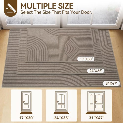 Absorbent Front Door Mat by [Brand Name] - 17''x30'' Non-Slip, Washable Indoor Doormat | Easy-Clean Brown Welcome Mat