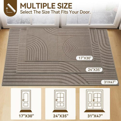 Absorbent Front Door Mat by [Brand Name] - 17''x30'' Non-Slip, Washable Indoor Doormat | Easy-Clean Brown Welcome Mat