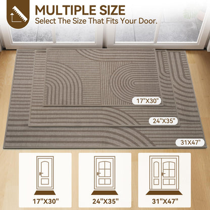 QiCaiJia Front Door Mat 17''x30'', Absorbent Dirt Resist Washable Non Slip Low-Profile Indoor Doormat, Easy Clean Welcome Entryway Door Mats, Brown