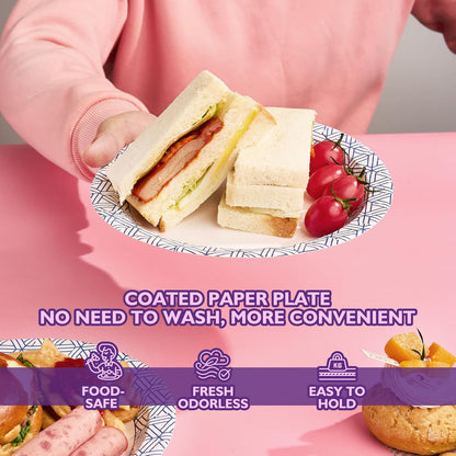 Regine Switzerland Disposable Paper Plates - Heavy Duty 8.5 Inch, Soak Proof, 300 Count for Parties & Picnics