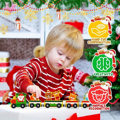 Commodum Christmas Advent Calendar - Magnetic Wooden Animals Train Set for Kids | 24 Days of Fun Holiday Surprises