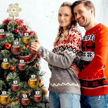 Clear Fillable Christmas Ornaments 50ml/100ml – 50Pcs Plastic Ball Bottles with Silver Tops & Hanging Loops (Variation: 50+50,100 ml)