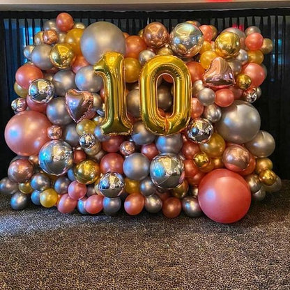 Gold 10 Number Balloons by [Brand Name] - Giant 40-Inch Birthday & Anniversary Party Decorations