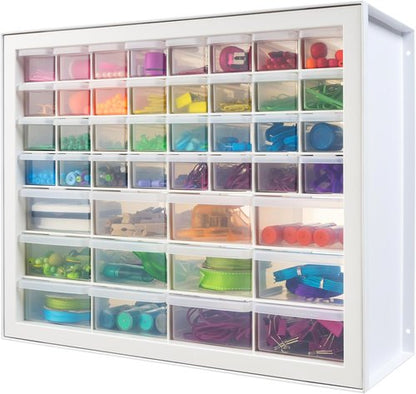 IRIS USA 44-Drawer Storage Cabinet - Stackable Organizer for Screws, Nuts, Bolts & Crafts | White