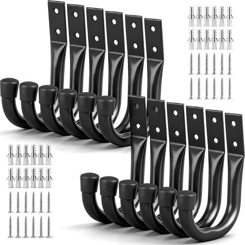 Heavy Duty Garage Storage Hooks - 12-Piece Bike Hooks for Wall Mount | Large Metal Organizer