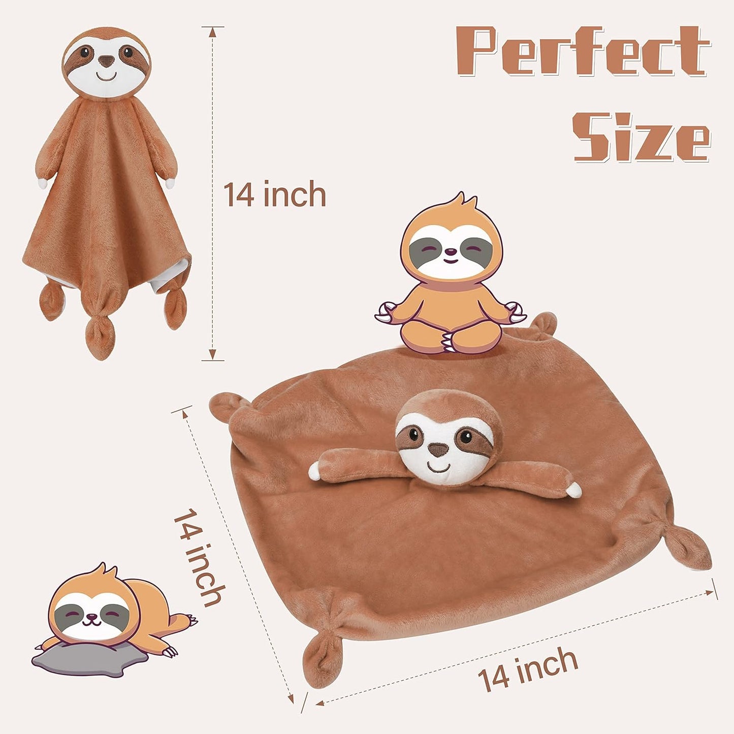 Pro Goleem Sloth Security Blanket - Soft Lovey for Newborns | 14-Inch Snuggle Toy for Boys and Girls