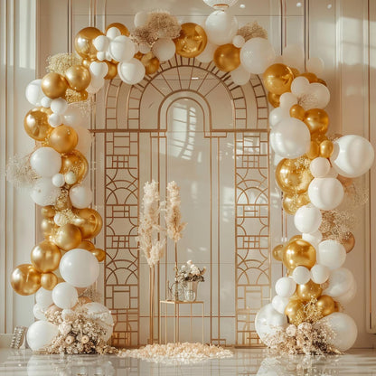 RUBFAC Gold Balloons - 135pcs Latex Metallic Set in 5-18 Inch Sizes for Birthday & Wedding Decor