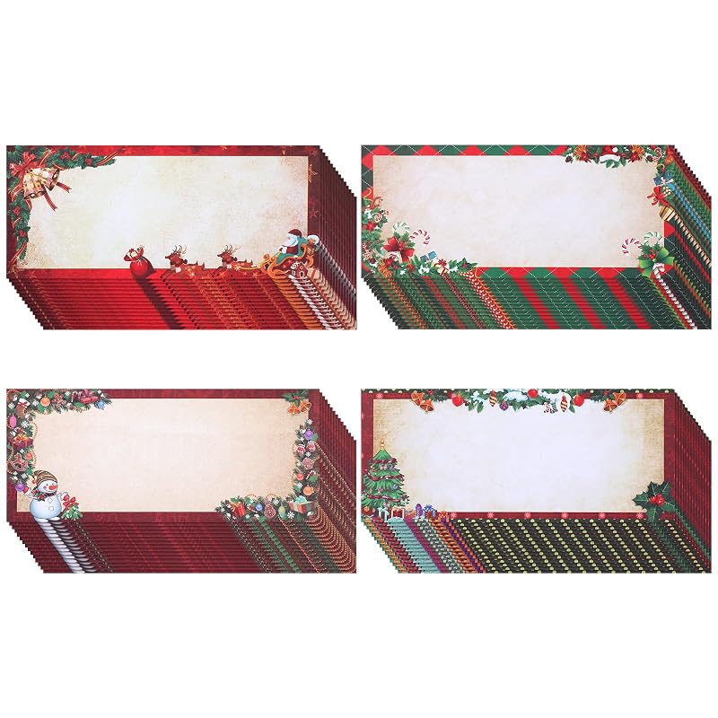 Christmas Envelopes #10 Self Seal 60 Pcs, 4 Styles – Classic Design, 250g Paper