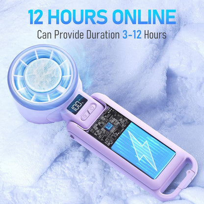 PlayHot Portable Handheld Turbo Fan - Ice Cooling Rechargeable Personal Fan | 5 Speed, 12Hrs Cooling (Purple)
