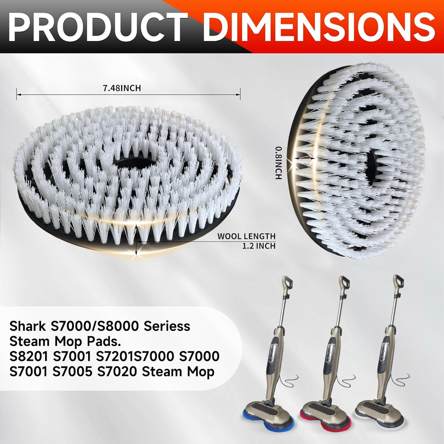 Shark Steam Mop Replacement Brush Pads - 2 Microfiber Absorbent Pads for S8201, S8001, S7201, S7000 Series