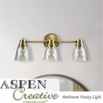 Aspen Creative 62174, One Metal Bathroom Light Fixture, 4-3/4" Wide, Transitional Design in Bronze Vanity Wall, 1