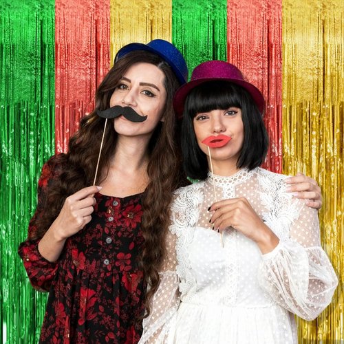 Hawaii Backdrop Party Decorations - 2 Pack Tinsel Curtain for Vibrant Summer Celebrations | Photo Booth Decor