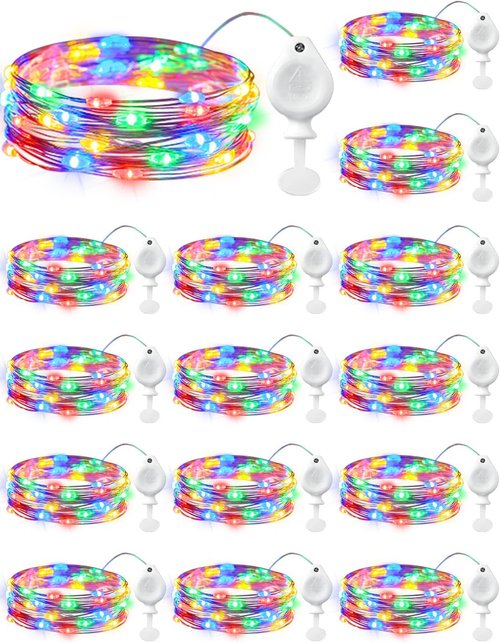 Brightown 14-Pack Multicolor LED Fairy Lights - Battery Operated, Waterproof Silver Wire | 7ft 20LED for DIY Decor