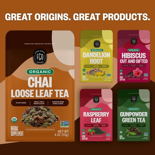 FGO Organic Chai Tea, 16 Ounce Loose Leaf Bulk Resealable Bag, Packaging May Vary (Pack of 1)