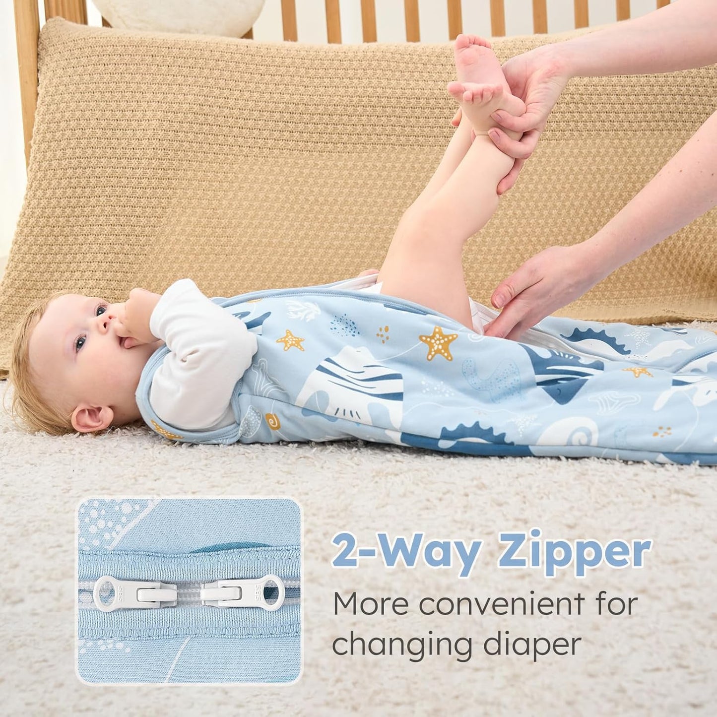 Yoofoss Baby Sleep Sack - 0-6 Months | TOG 2.5 Organic Cotton Wearable Blanket - Warm & Comfy