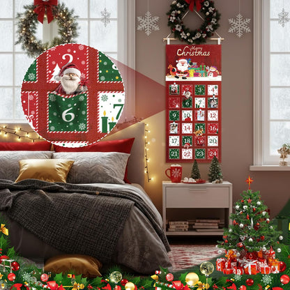 Weysat Christmas Advent Calendar - Reusable Fabric Countdown with 24 Pockets & Clips | Holiday Wall Decor