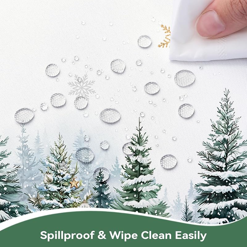 Christmas Forest Pine Snowflake Rectangle Table Cloth 60x84 Inch - 60x84in