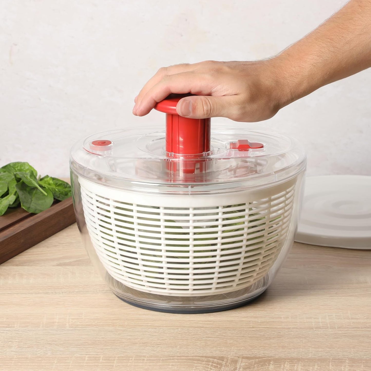 Sur La Table 6.3 Qt Salad Spinner - Versatile Fruit & Vegetable Washer with Strainer | Red