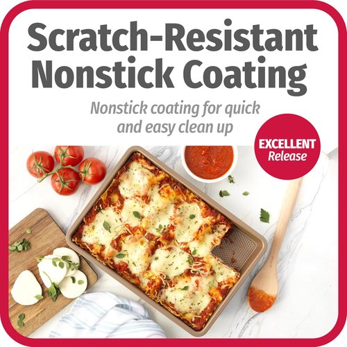 GoodCook BestBake Nonstick Bronze Baking Pan - 9" x 13" Textured Carbon Steel, Scratch-Resistant, Easy Cleanup