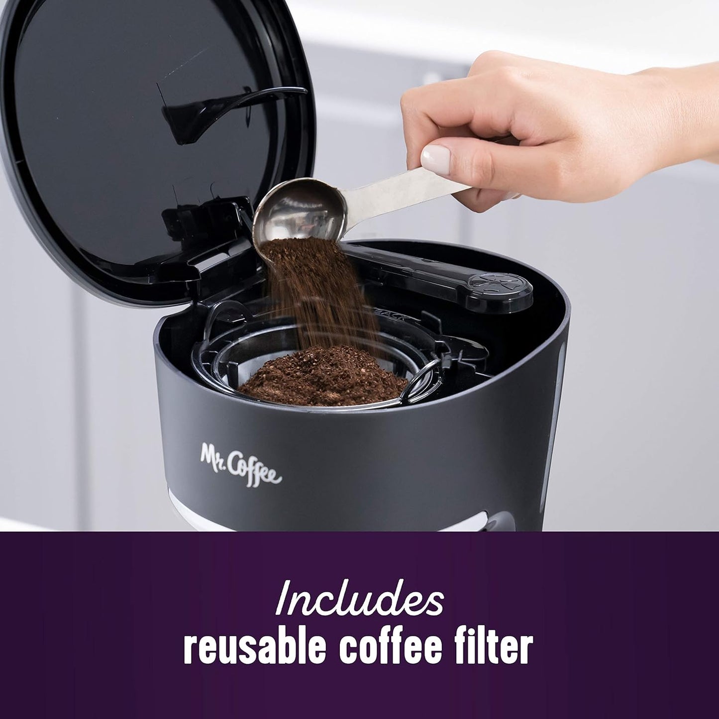 Mr. Coffee 5-Cup Programmable Coffee Maker - Auto Pause Feature, Compact Design, Black