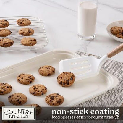 Country Kitchen Nonstick Bakeware Set - Deluxe Heavy Duty, Easy Release, 8 Pcs, Cream
