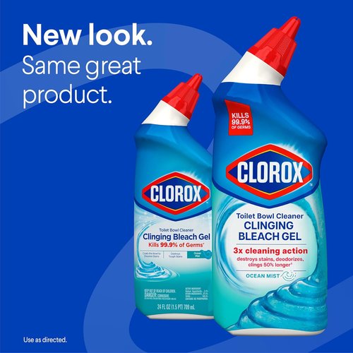 Clorox Toilet Bowl Cleaner - Clinging Bleach Gel with Ocean Mist Scent - 24 Fl Oz Bottle