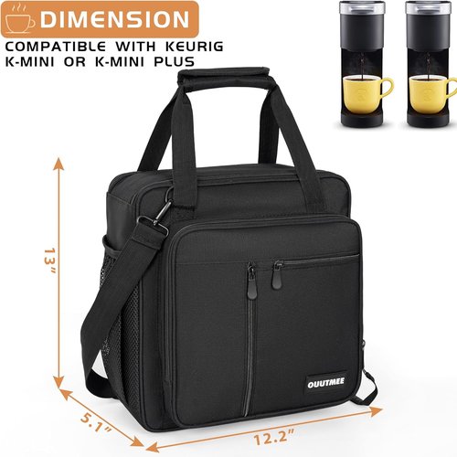 Keurig Coffee Maker Carrying Bag - Portable Storage Tote with Extra Pockets for K-Mini & K-Mini Plus
