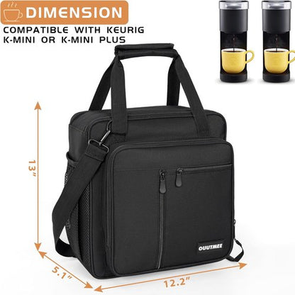 Keurig Coffee Maker Carrying Bag - Portable Storage Tote with Extra Pockets for K-Mini & K-Mini Plus