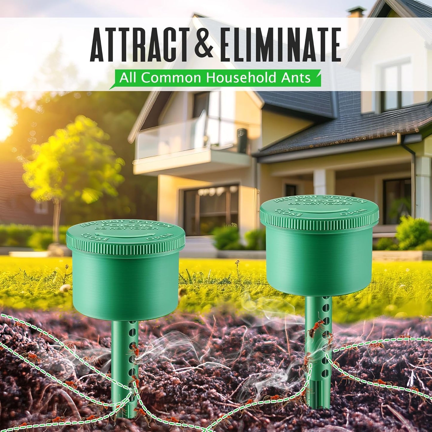 Qualirey Ant Bait Stations - Reusable Multi-Surface Ant Control | 2 Pack for Effective Home & Outdoor Use