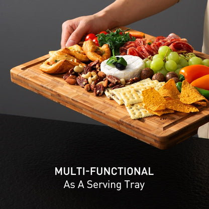 Skiennix Heavy Duty Bamboo Cutting Board Set - Non-Toxic, Extra Large, Solid End Grain Design | Ideal Kitchen Gift