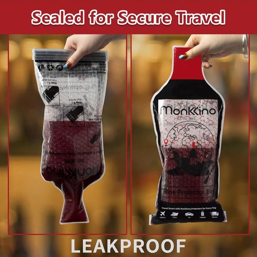 (All-Around Protection) 9 PACK Reusable Wine Bottle Travel Protector Bags, Leakproof Wine Sleeves for Suitcase, Airplane, Safe and Durable Bubble Wrap