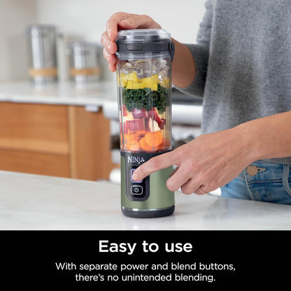 Ninja Blast Portable Blender - Cordless 18oz Personal Blender for Smoothies & Shakes | BPA Free, Leakproof Lid, USB-C Rechargeable, Olive Green