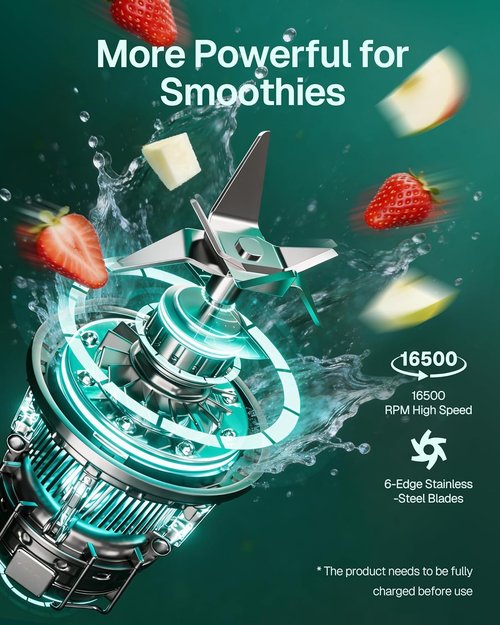 Behome Portable Blender - Personal Juicer for Smoothies & Shakes, 14 OZ, USB-C Rechargeable, BPA-Free