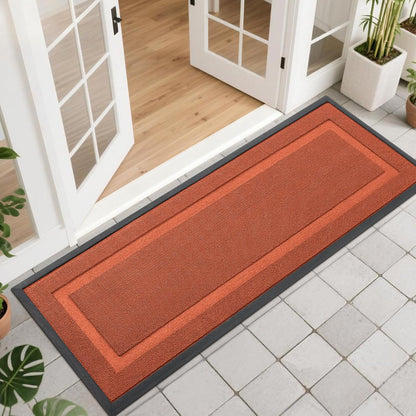OLANLY Waterproof Front Door Mat - All-Season Indoor/Outdoor Doormat | Sturdy Natural Rubber, 47x17, Vermillion Red