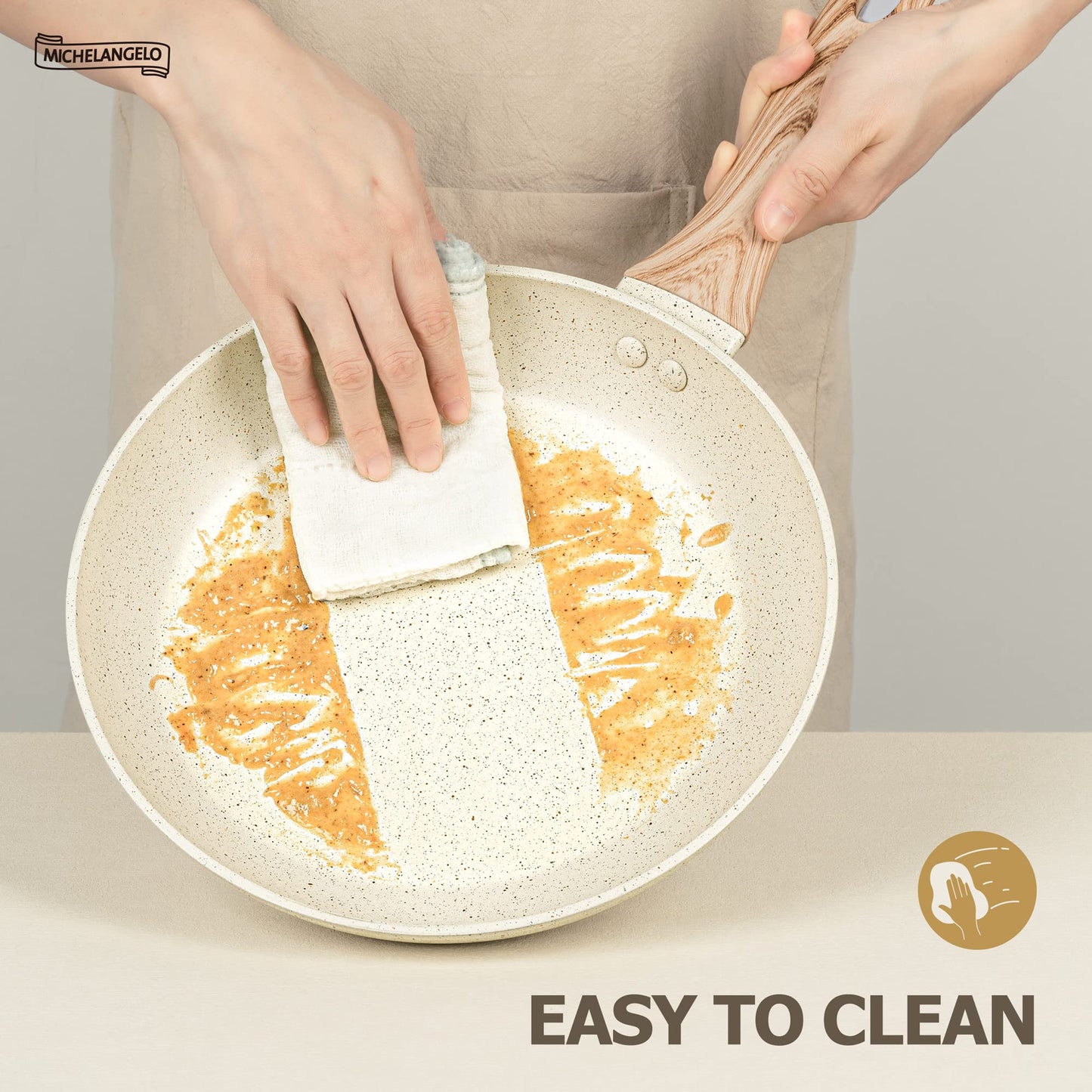 MICHELANGELO Frying Pans Nonstick - 12 Inch Frying Pan with Lid, Large 12 Inch Pan with Ergonomic Handle, Non-Toxic Fry Pan - All Cooktops Compatible