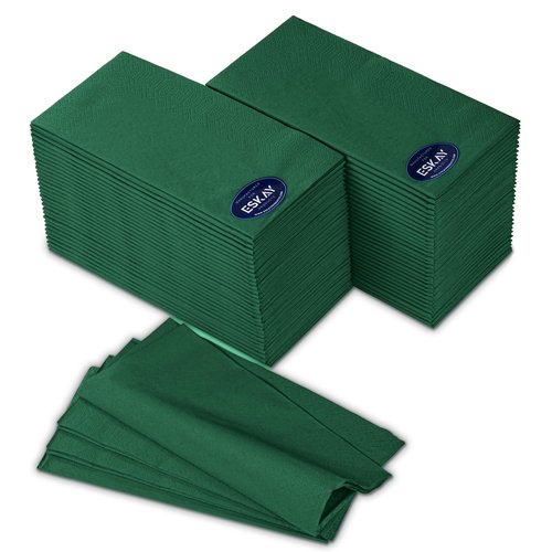 Dark Green 3-Ply Disposable Dinner Napkins, 250 Count, 1/8 Fold – Premium Paper Napkins for Parties, Weddings, Restaurants, Bars & Events, EU Made