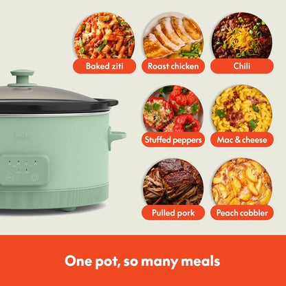 Bella 6.0 Qt Programmable Slow Cooker - Ceramic Nonstick, Adjustable Temp & Dishwasher Safe, Seaglass