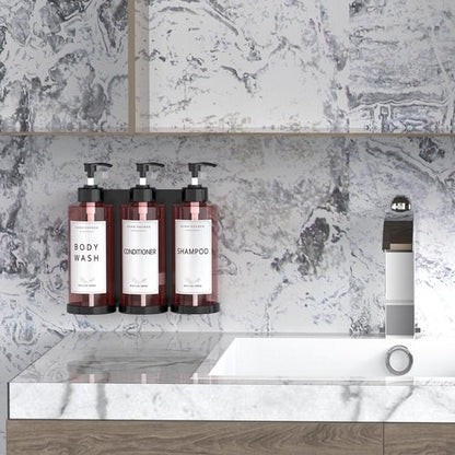 Jewaytec Plastic Soap Dispenser，Wall Mount Shower Pump，No-Drill Wall Mounted Shower Soap Dispenser，Shampoo and Conditioner Dispenser Modern Refillable Shampoo Pump Bottles for Shower Soap