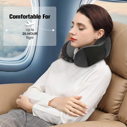 Cirorld Neck Pillow - 100% Pure Memory Foam Travel Pillow with Eye Mask & Earplugs | Adjustable & Portable