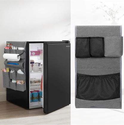Rexmica Mini Fridge Organizer - 14 Pocket Dust Cover Storage Bag for Home, Office & Dorm | Gray