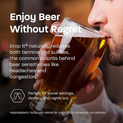 Drop It Drops for Your Hops - 10 mL Bottle - Naturally Reduces Sulfites and Tannins in Any Beer - Portable & Easy to Use - Treats Up to 35-45 Beers - USA Made - Vegan Friendly