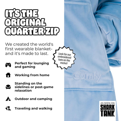 THE COMFY Original Quarter-Zip | Floor Length Sherpa Lined Microfiber Fleece Wearable Blanket, Oversized Design with Hood and Pocket, From Shark Tank, for Women & Men, Warm and Cozy Gifts